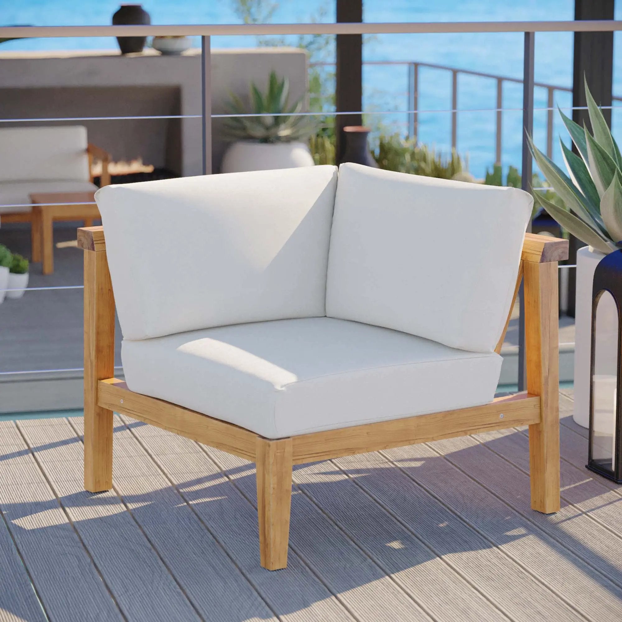 Bayport Outdoor Patio Teak Wood Corner Chair by Modway by HouseOfZazla