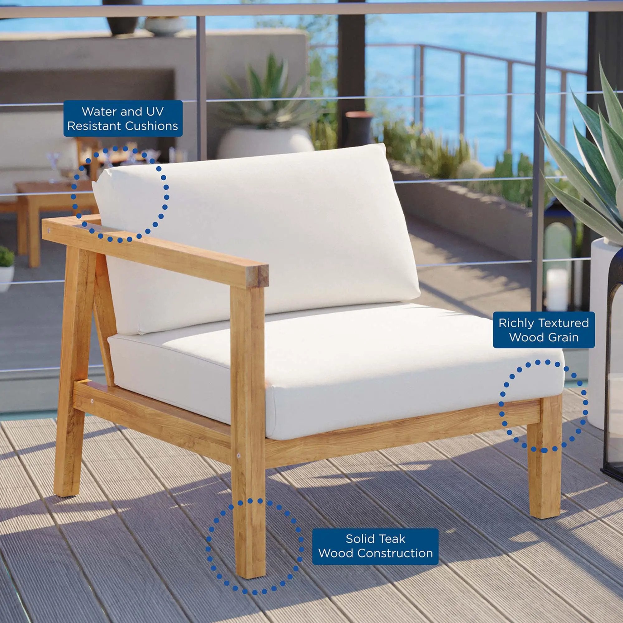 Bayport Outdoor Patio Teak Wood Left-Arm Chair by Modway by HouseOfZazla
