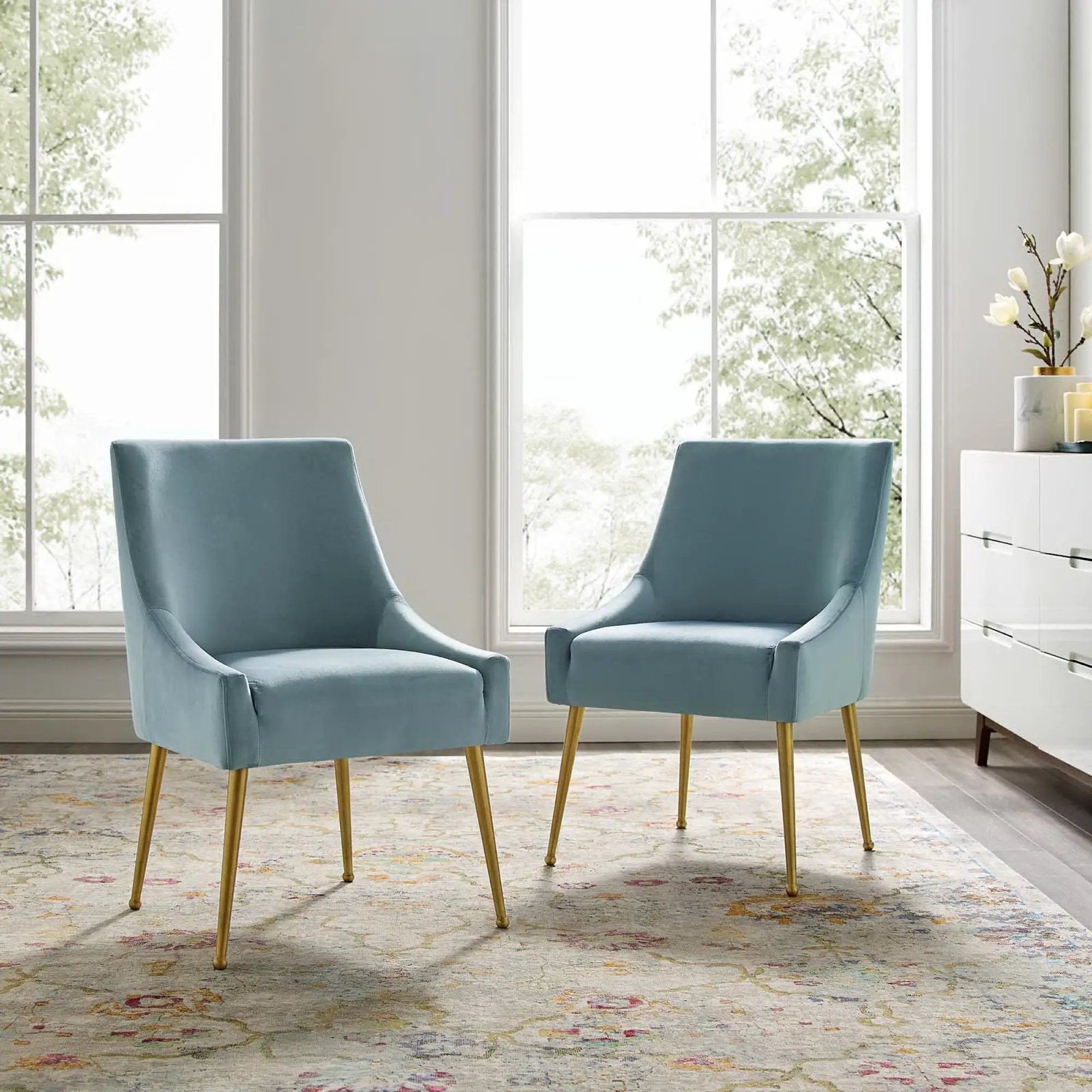 Discern Upholstered Performance Velvet Dining Chair Set of 2 by HouseOfZazla