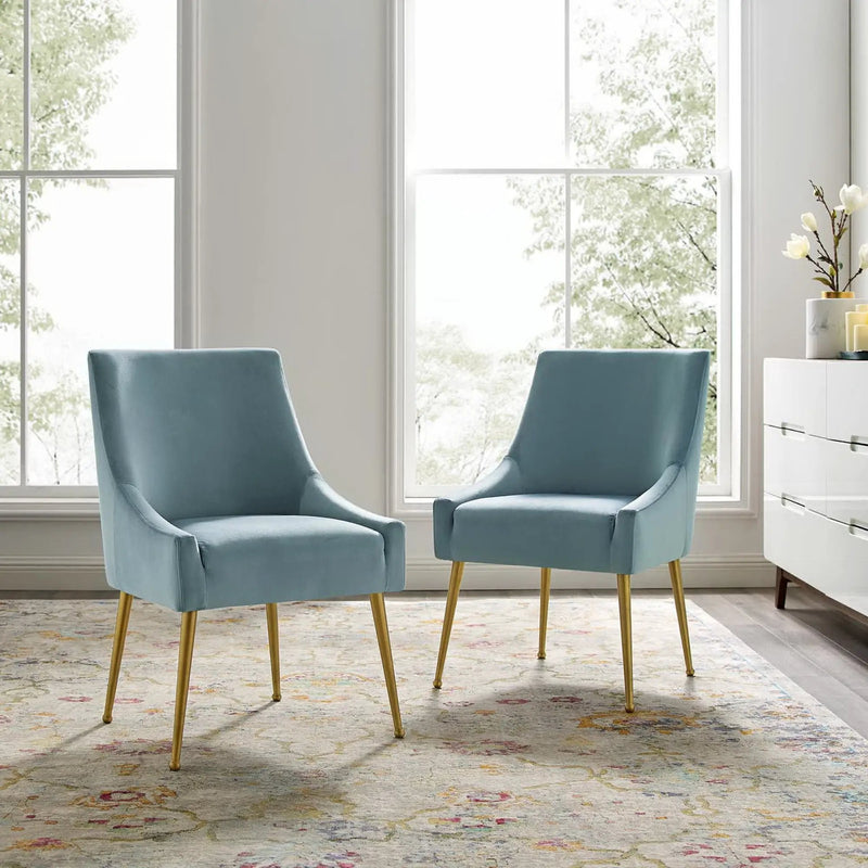 Discern Upholstered Performance Velvet Dining Chair Set of 2 by HouseOfZazla
