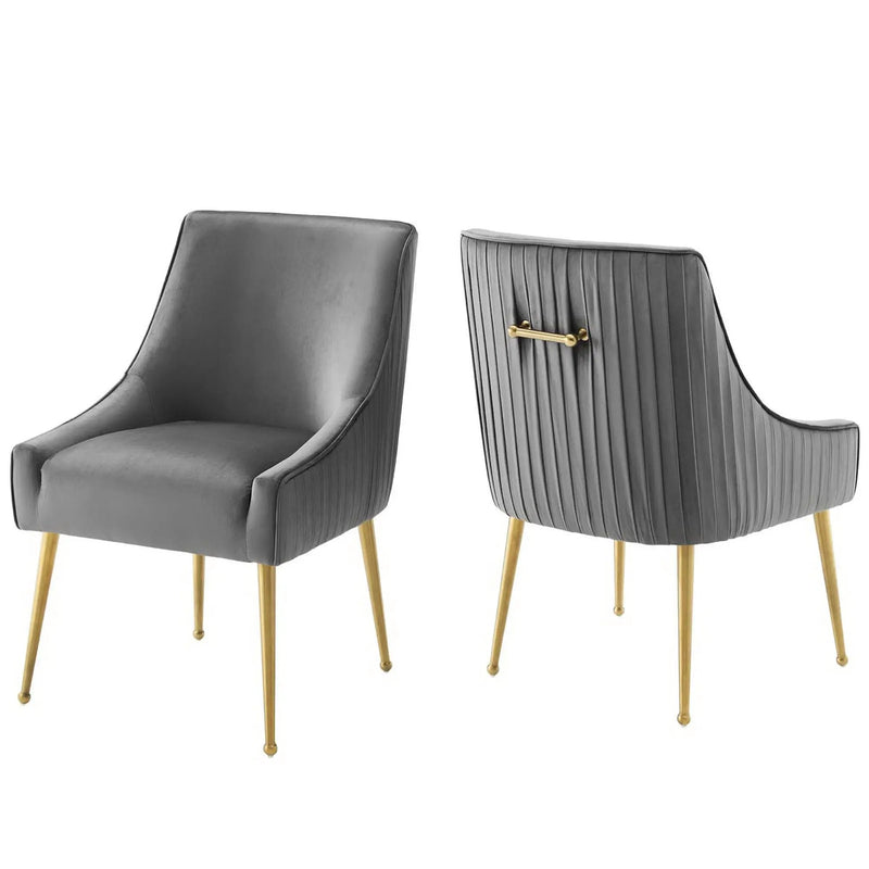Discern Pleated Back Upholstered Performance Velvet Dining Chair Set of 2 by Modway by HouseOfZazla