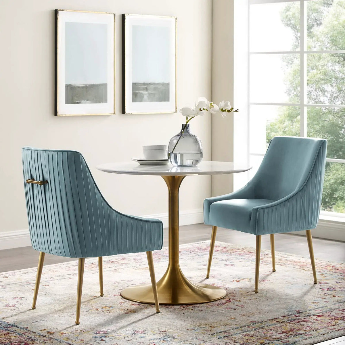 Discern Pleated Back Upholstered Performance Velvet Dining Chair Set of 2 by Modway by HouseOfZazla