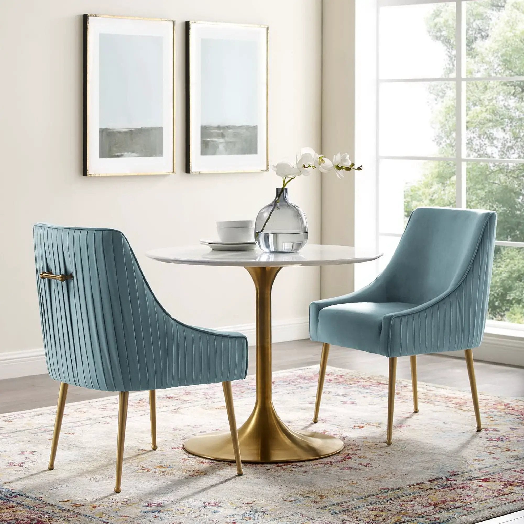 Discern Pleated Back Upholstered Performance Velvet Dining Chair Set of 2 by Modway by HouseOfZazla