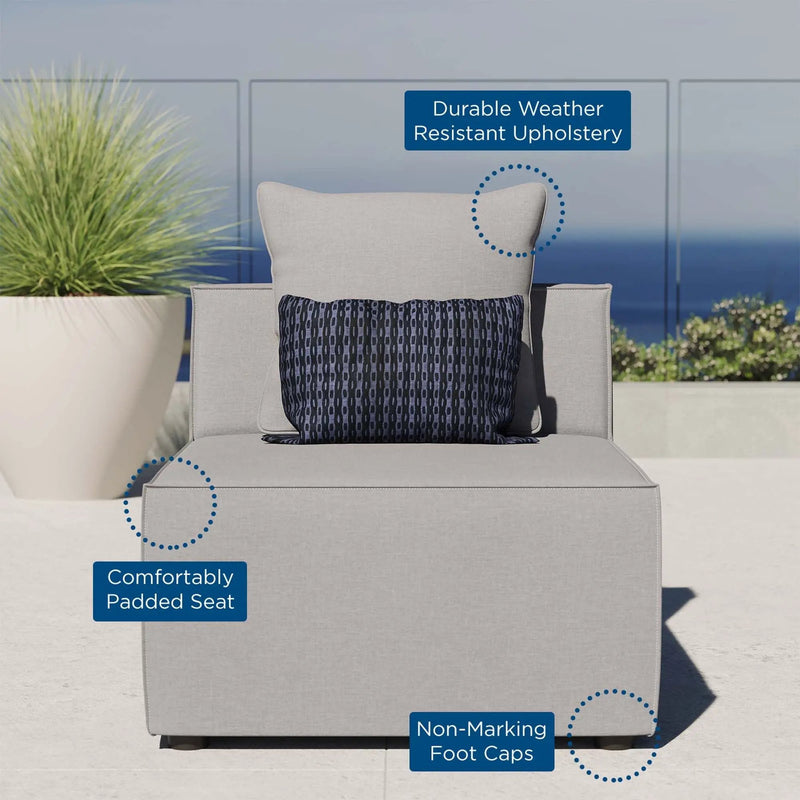 Saybrook Outdoor Patio Upholstered Sectional Sofa Armless Chair by HouseOfZazla