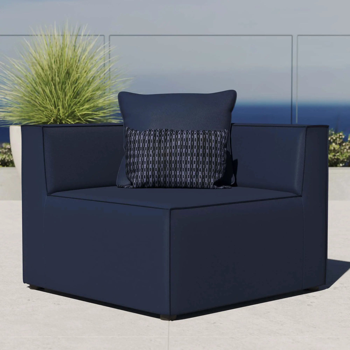 Saybrook Outdoor Patio Upholstered Sectional Sofa Corner Chair by HouseOfZazla