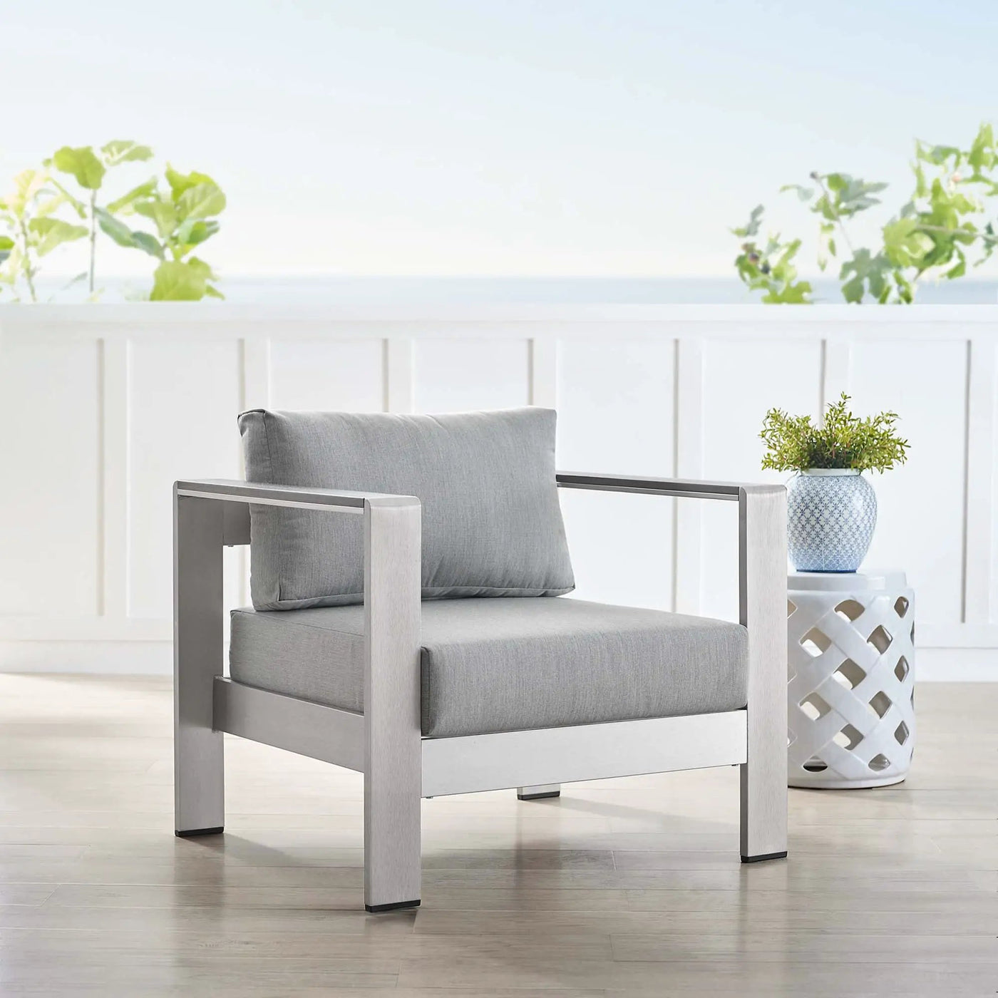 Shore Sunbrella Fabric Aluminum Outdoor Patio Armchair by Modway by HouseOfZazla