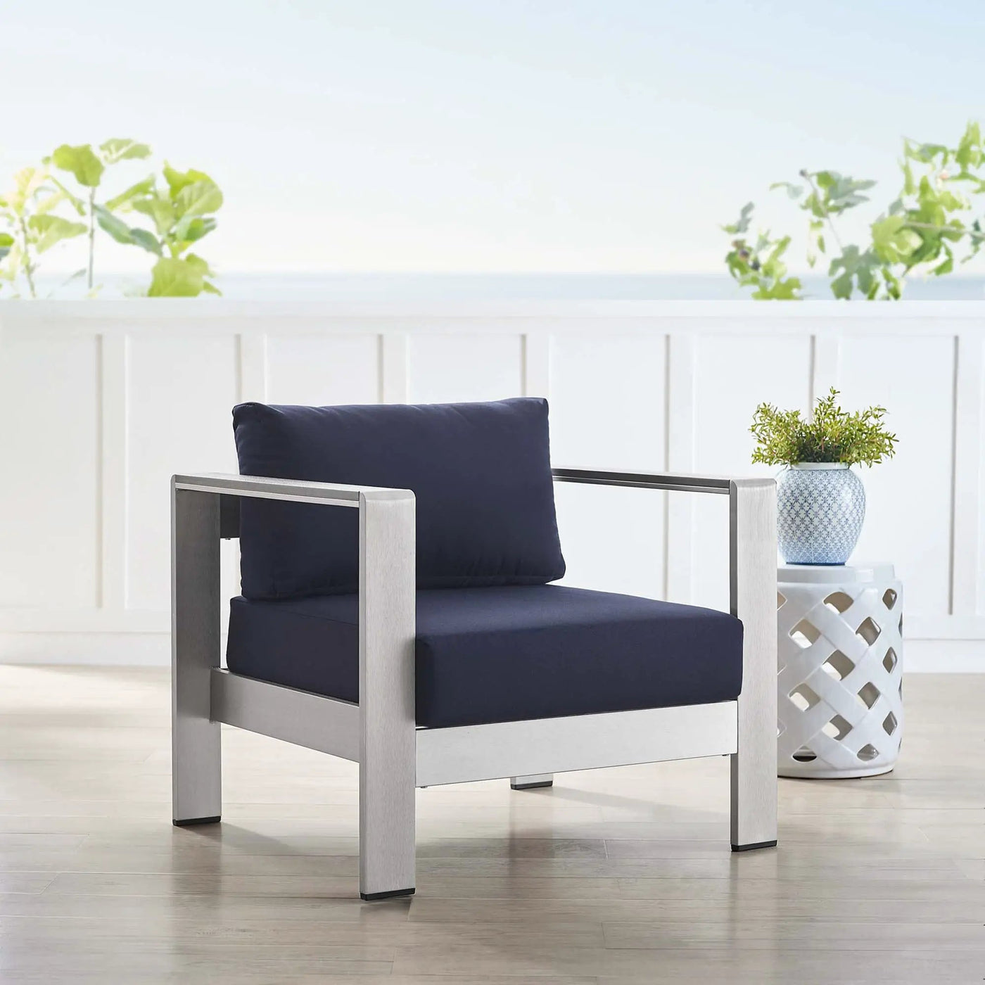 Shore Sunbrella Fabric Aluminum Outdoor Patio Armchair by Modway by HouseOfZazla