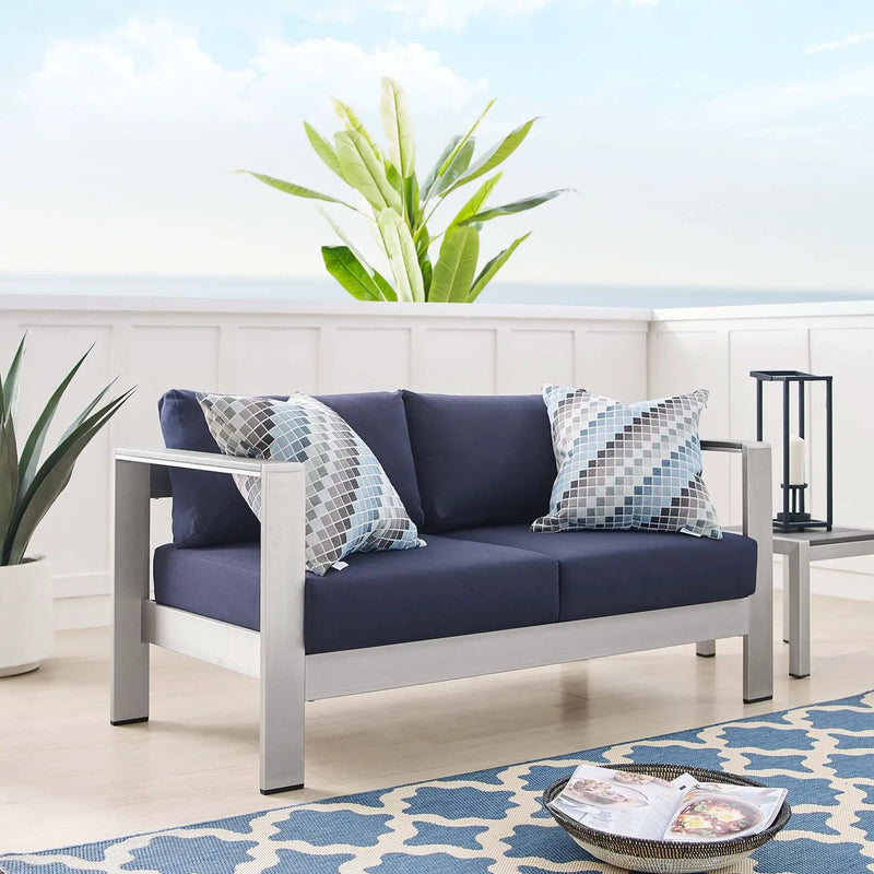 Shore Sunbrella Fabric Aluminum Outdoor Patio Loveseat by Modway by HouseOfZazla