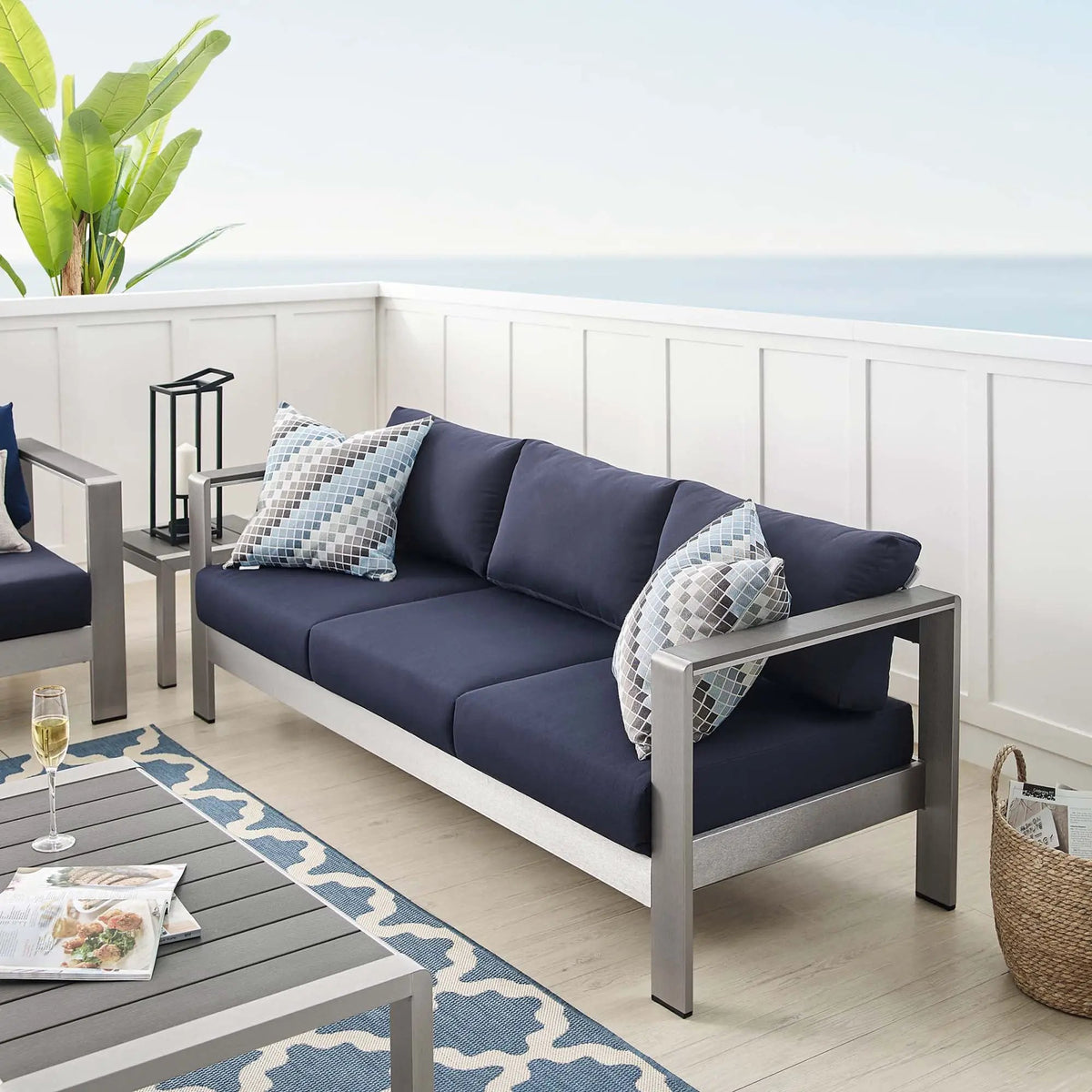 Shore Sunbrella Fabric Aluminum Outdoor Patio Sofa by Modway by HouseOfZazla