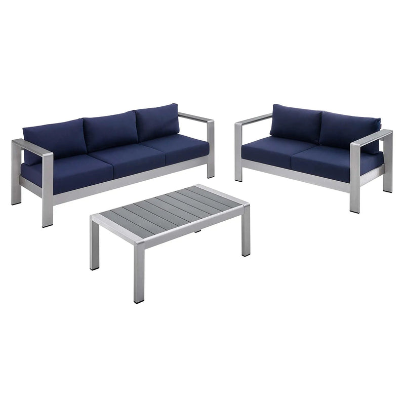 Shore 3 Piece Sunbrella Fabric Outdoor Patio Aluminum Set by Modway by HouseOfZazla