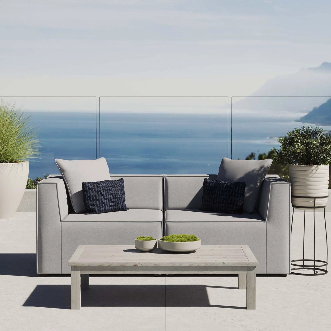 Saybrook 2-Piece Outdoor Patio Upholstered Sectional Sofa Loveseat by Modway by HouseOfZazla