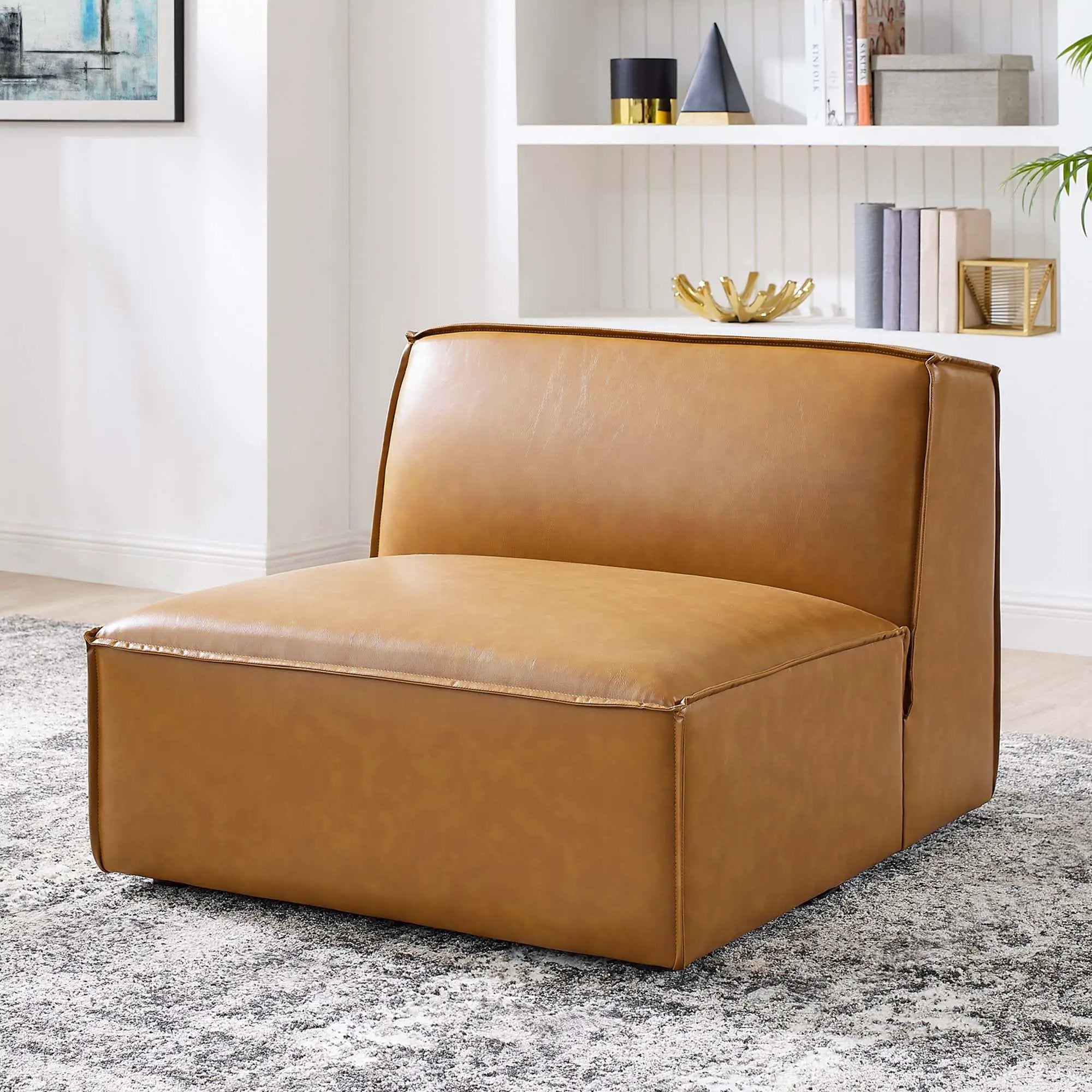 Restore Vegan Leather Sectional Sofa Armless Chair by Modway by HouseOfZazla