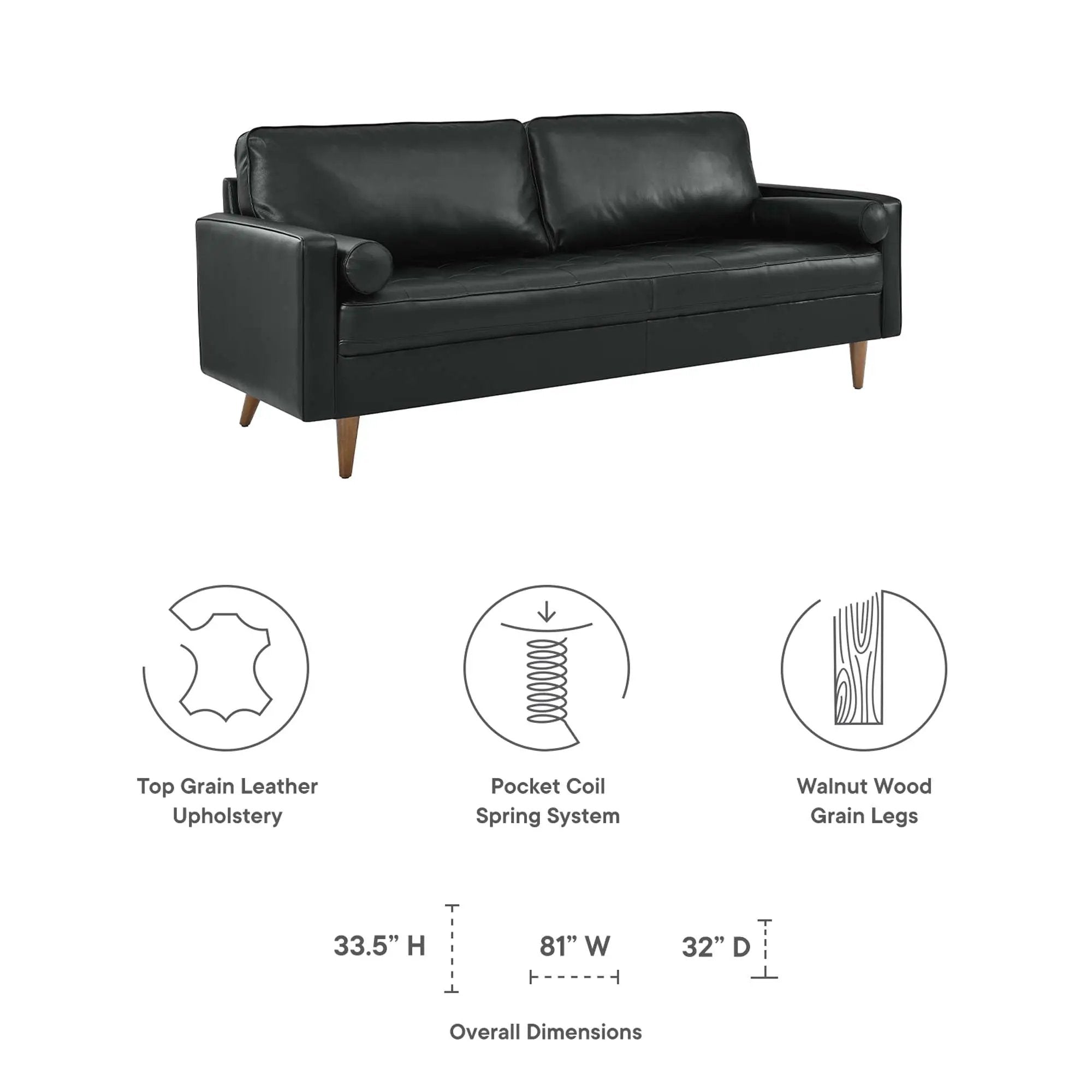 Valour 81" Leather Sofa by Modway by HouseOfZazla