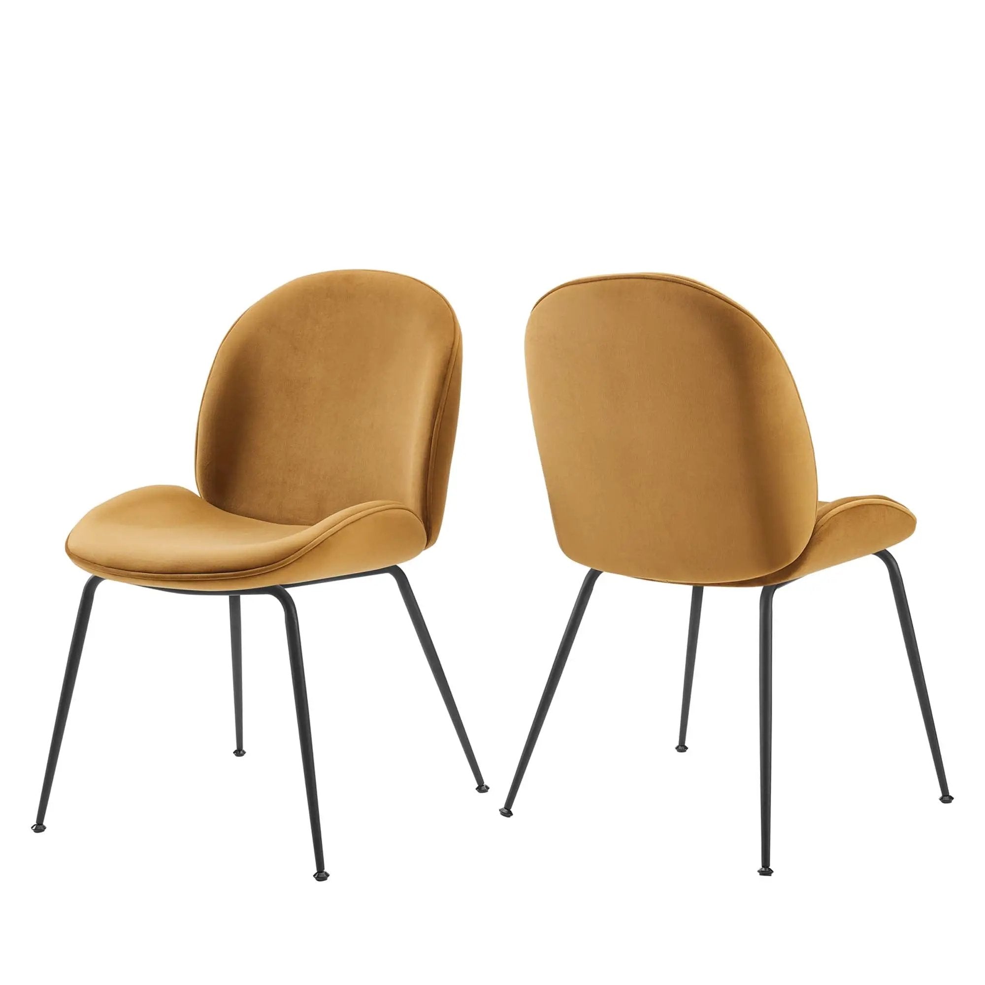Scoop Black Powder Coated Steel Leg Performance Velvet Dining Chairs Set of 2 by HouseOfZazla