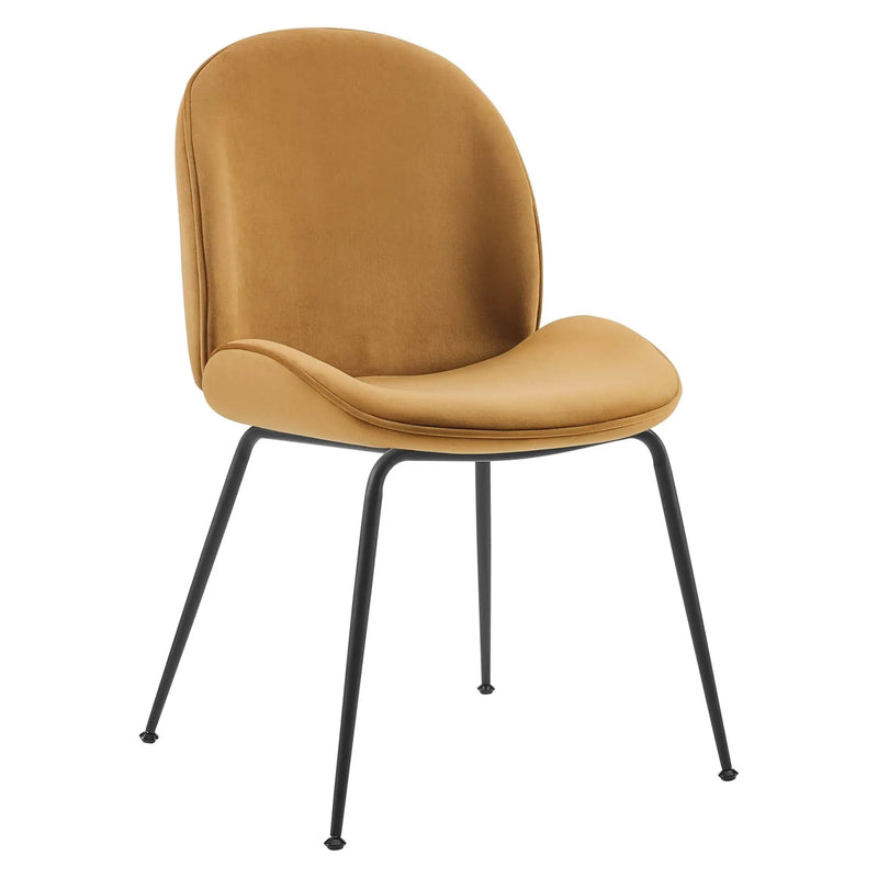 Scoop Black Powder Coated Steel Leg Performance Velvet Dining Chairs Set of 2 by HouseOfZazla