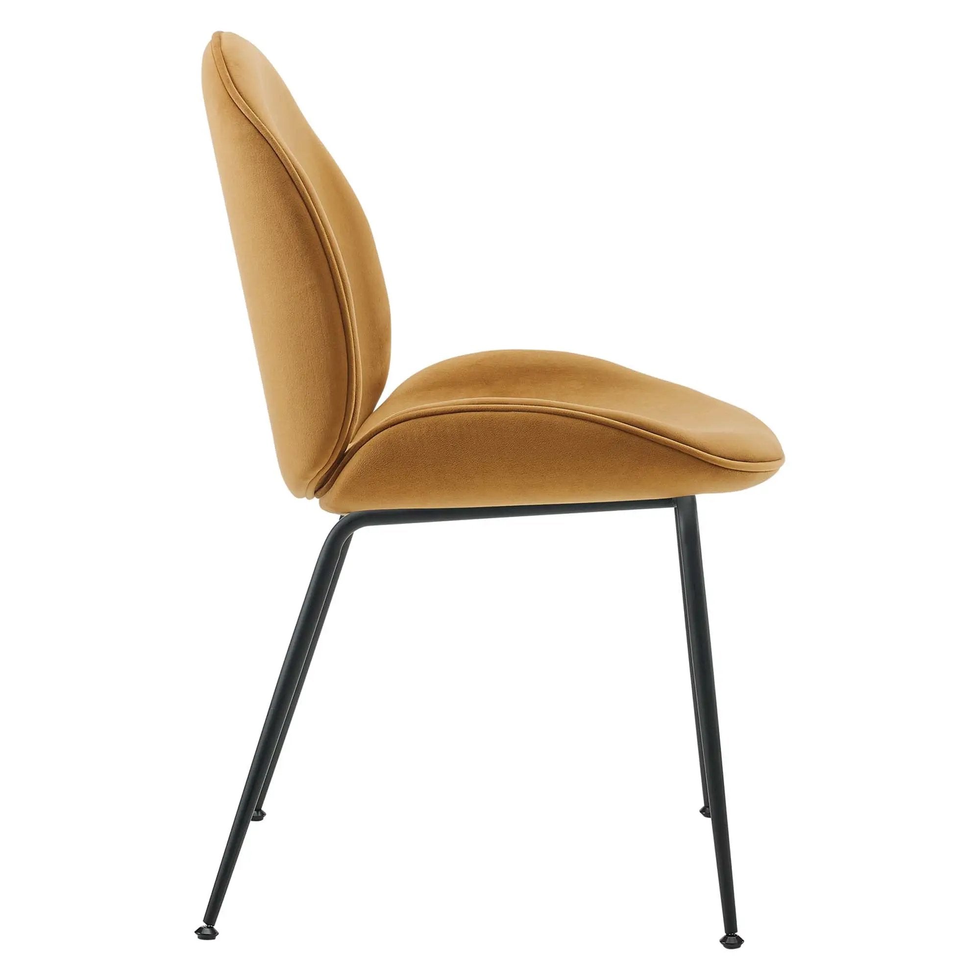 Scoop Black Powder Coated Steel Leg Performance Velvet Dining Chairs Set of 2 by HouseOfZazla
