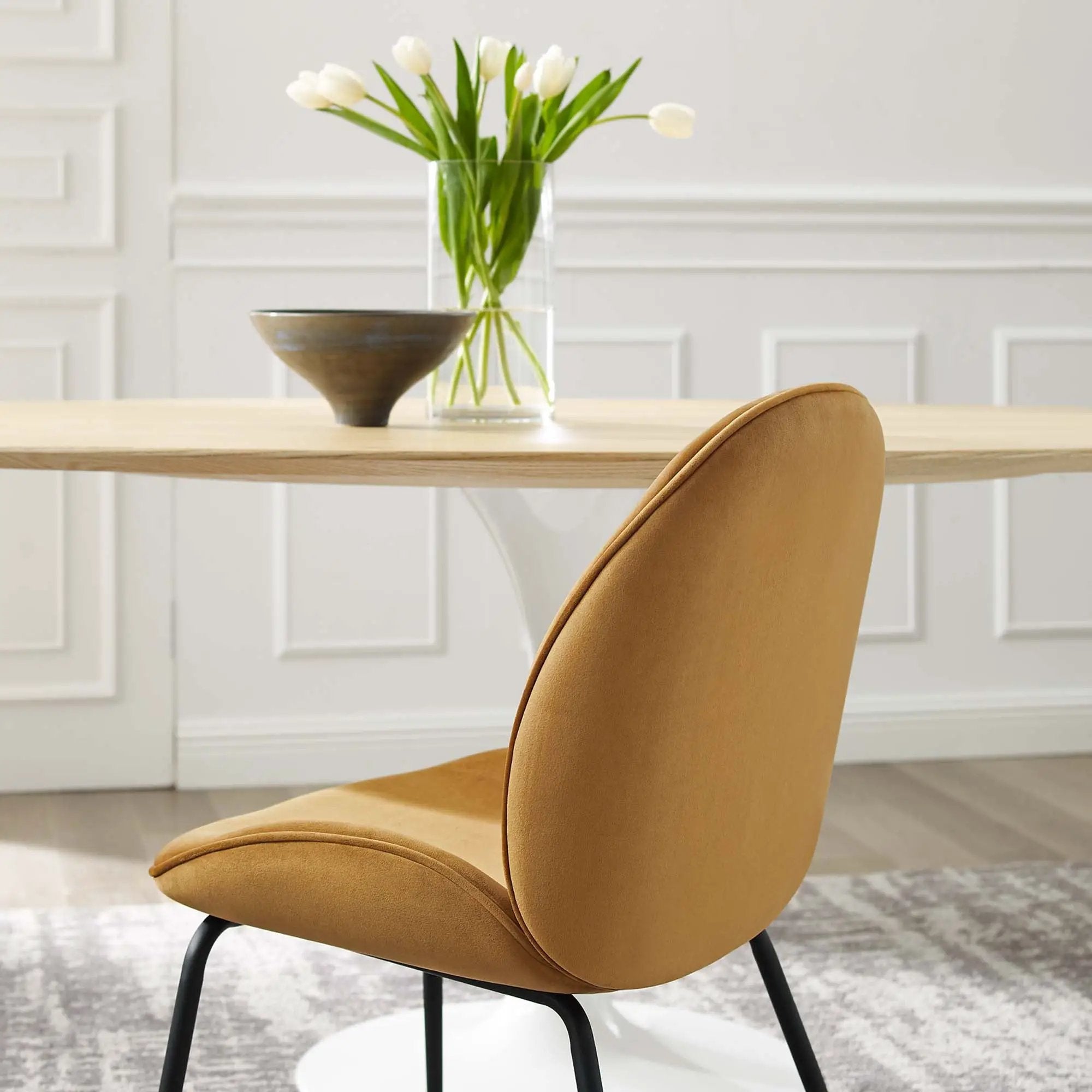 Scoop Black Powder Coated Steel Leg Performance Velvet Dining Chairs Set of 2 by HouseOfZazla