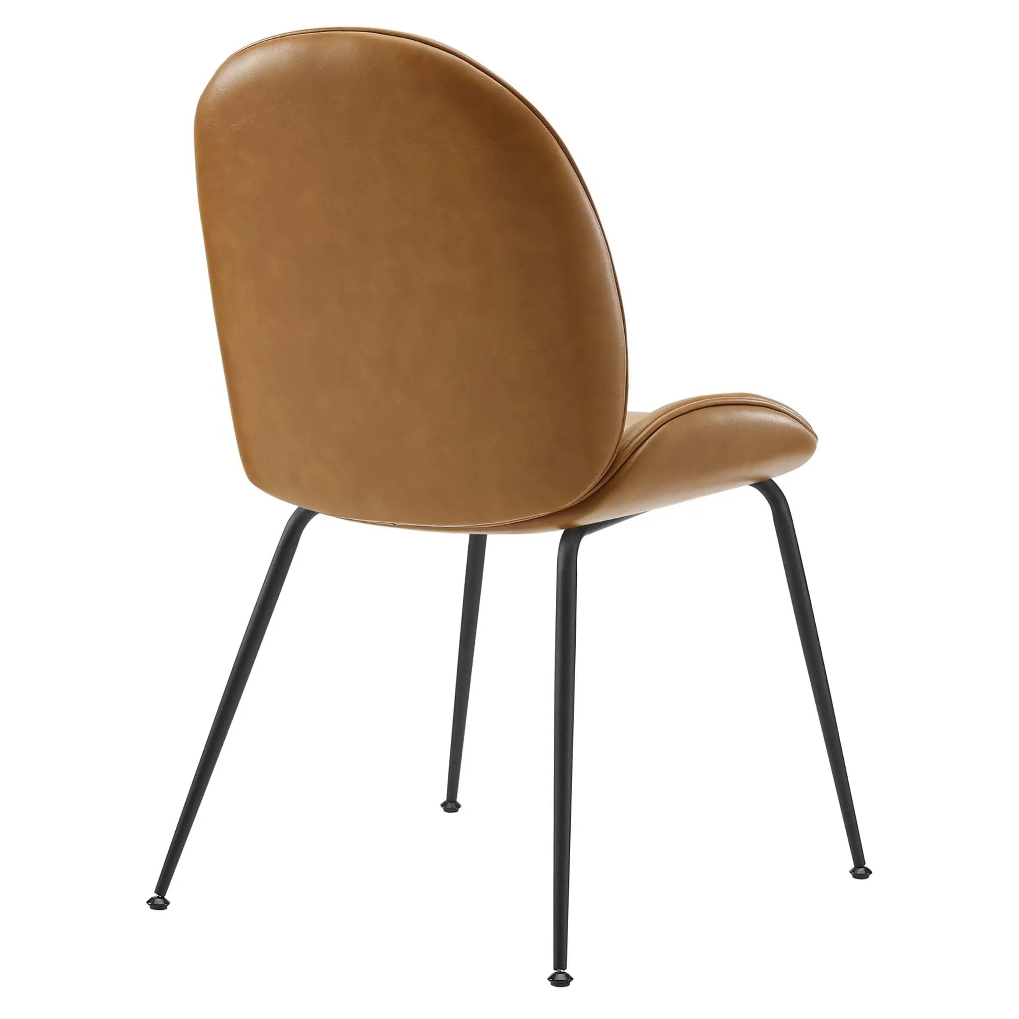 Scoop Black Powder Coated Steel Leg Vegan Leather Dining Chairs Set of 2 by Modway by HouseOfZazla