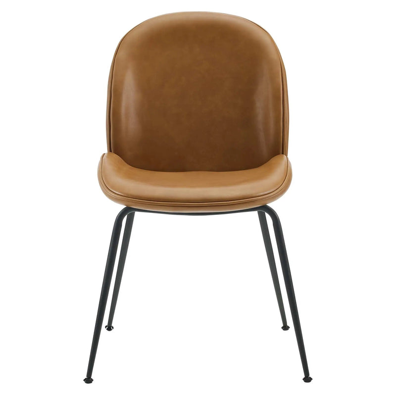 Scoop Black Powder Coated Steel Leg Vegan Leather Dining Chairs Set of 2 by Modway by HouseOfZazla