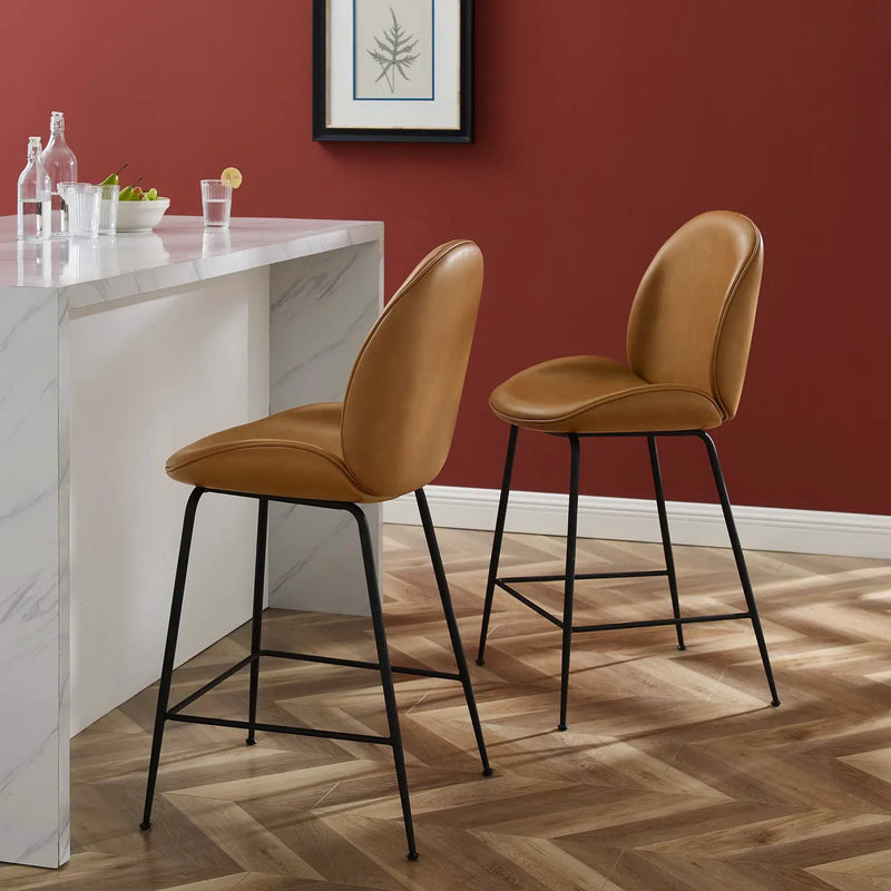 Scoop Black Powder Coated Steel Leg Vegan Leather Counter Stool by Modway by HouseOfZazla