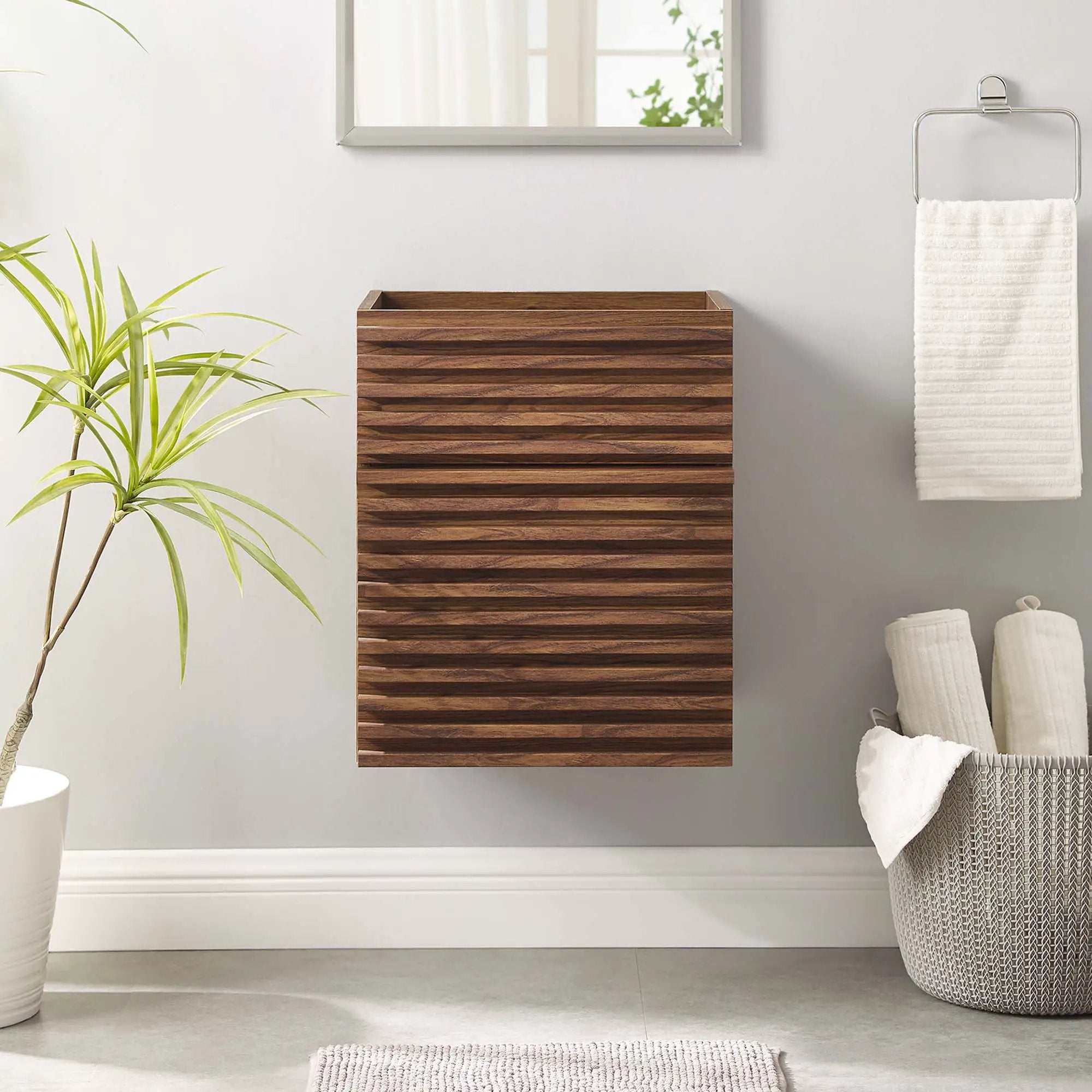 Render 18" Wall-Mount Bathroom Vanity Cabinet (Walnut) by Modway by HouseOfZazla