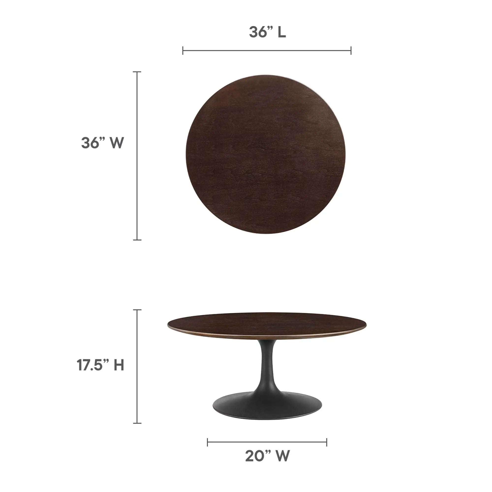 Lippa 36" Round Wood Coffee Table by Modway by HouseOfZazla