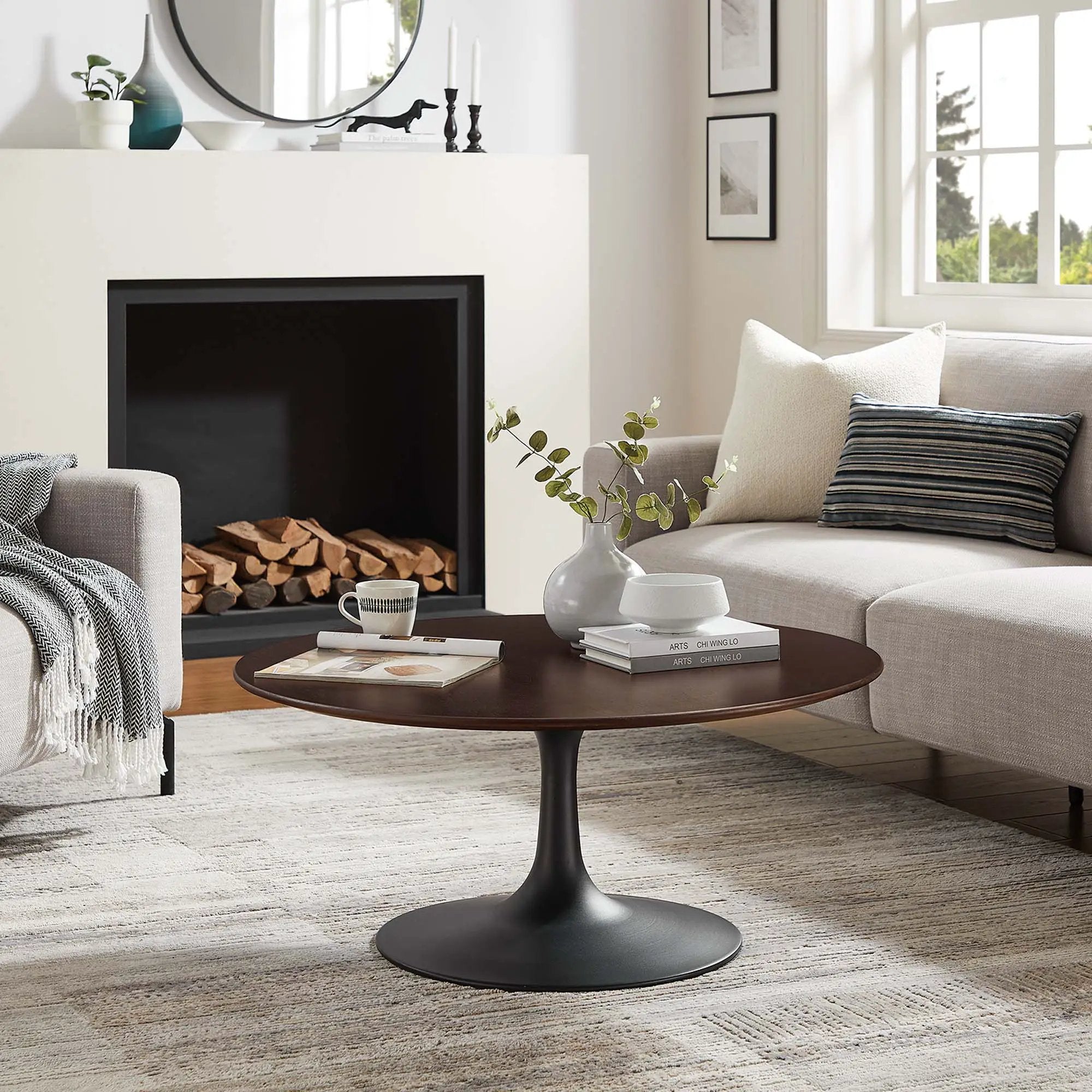 Lippa 36" Round Wood Coffee Table by Modway by HouseOfZazla