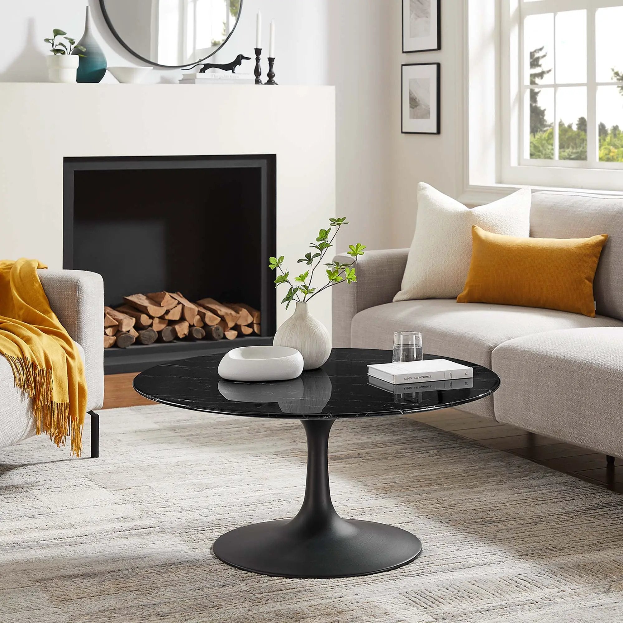 Lippa 36" Round Faux Marble Coffee Table by Modway by HouseOfZazla