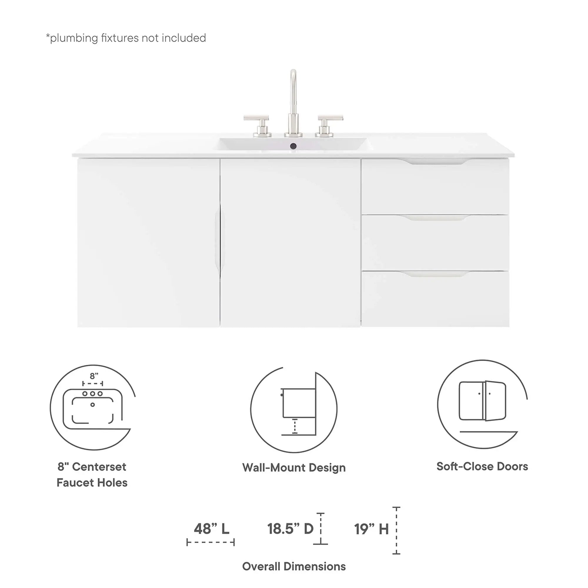 Vitality 48" Double or Single Sink Compatible Bathroom Vanity Cabinet by Modway by HouseOfZazla
