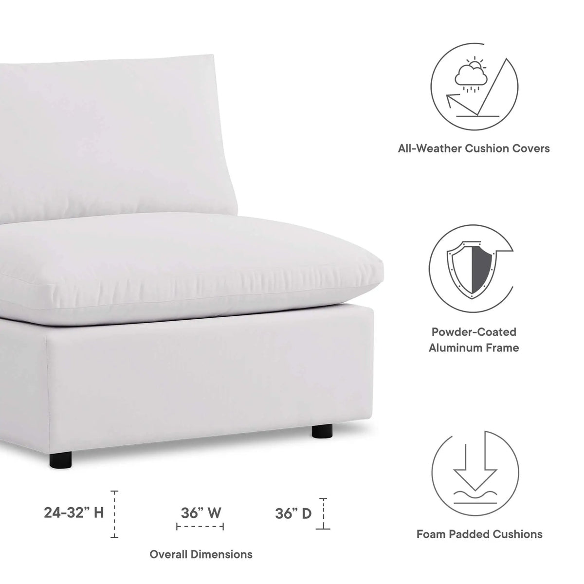 Commix Overstuffed Outdoor Patio Armless Chair by Modway by HouseOfZazla
