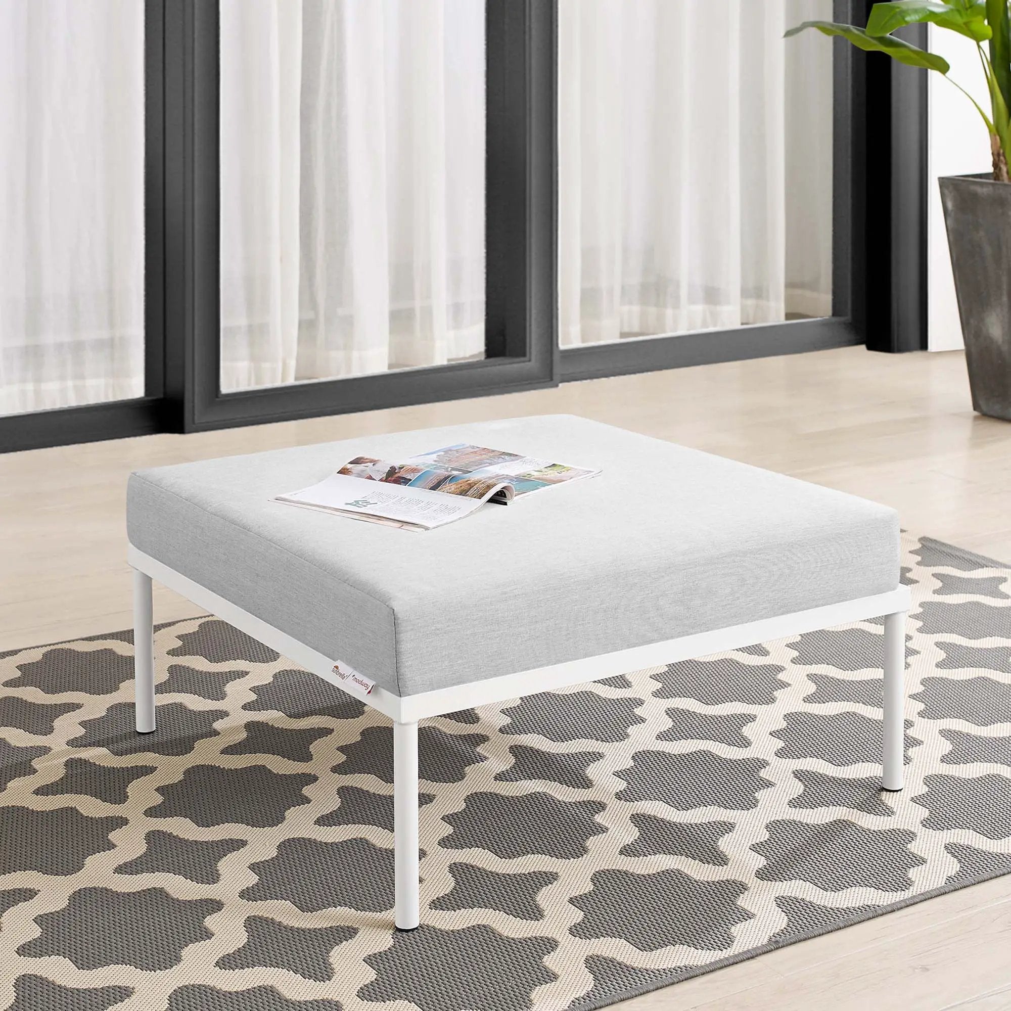 Harmony Sunbrella Outdoor Patio Aluminum Ottoman by Modway by HouseOfZazla