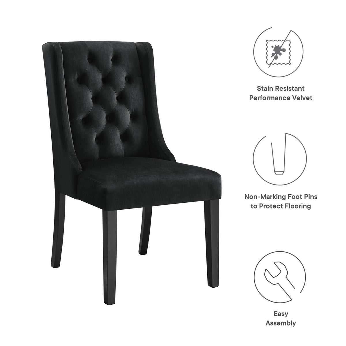Baronet Performance Velvet Dining Chairs Set of 2 by Modway by HouseOfZazla