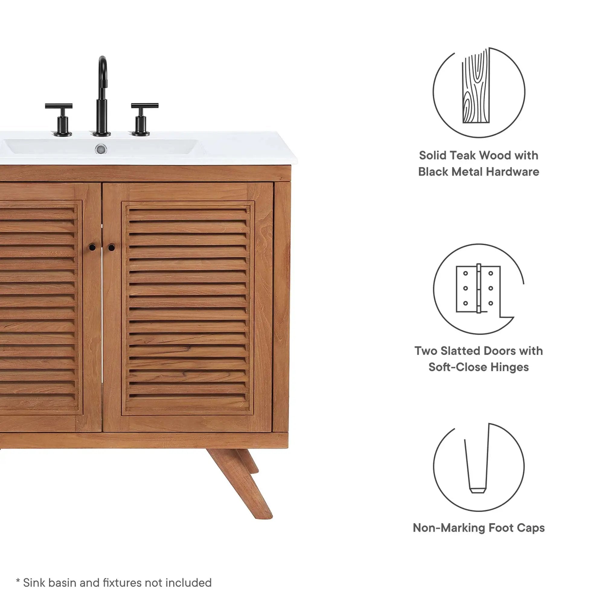 Birdie 36" Teak Wood Bathroom Vanity Cabinet by HouseOfZazla