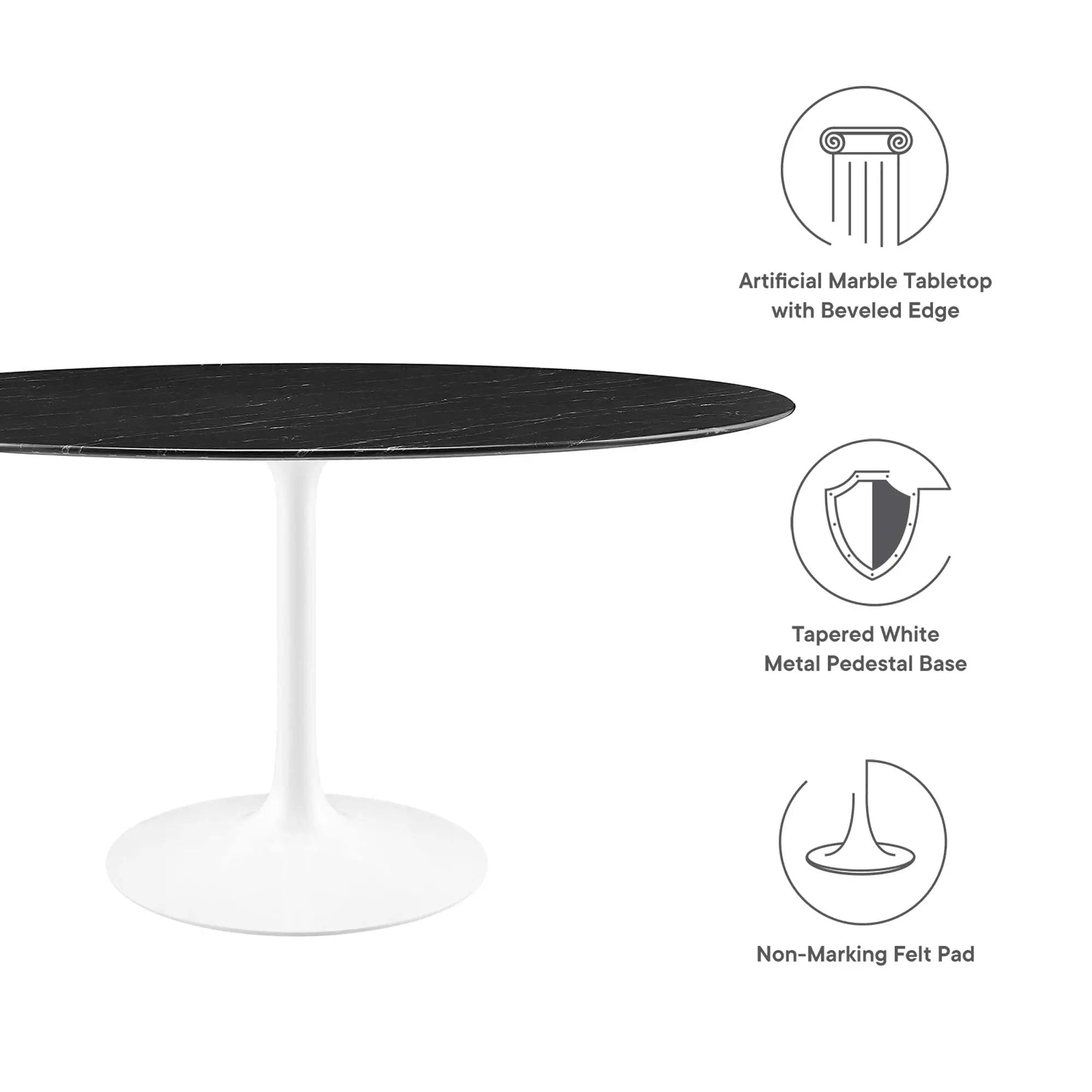 Lippa 60" Round Faux Marble Dining Table by Modway by HouseOfZazla