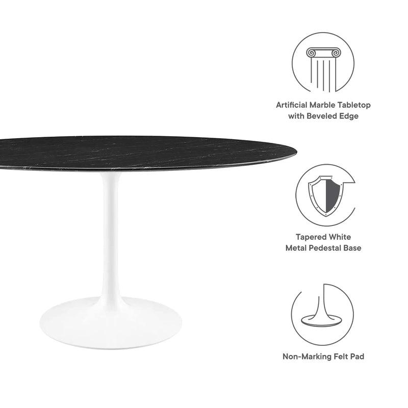 Lippa 60" Round Faux Marble Dining Table by Modway by HouseOfZazla