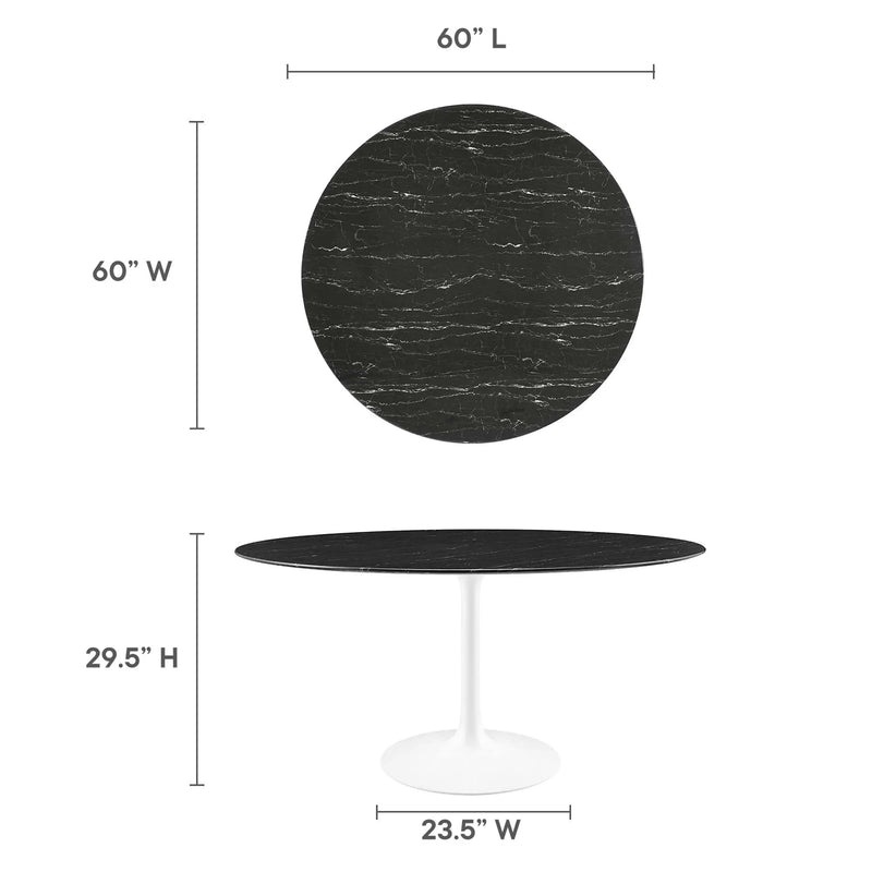 Lippa 60" Round Faux Marble Dining Table by Modway by HouseOfZazla