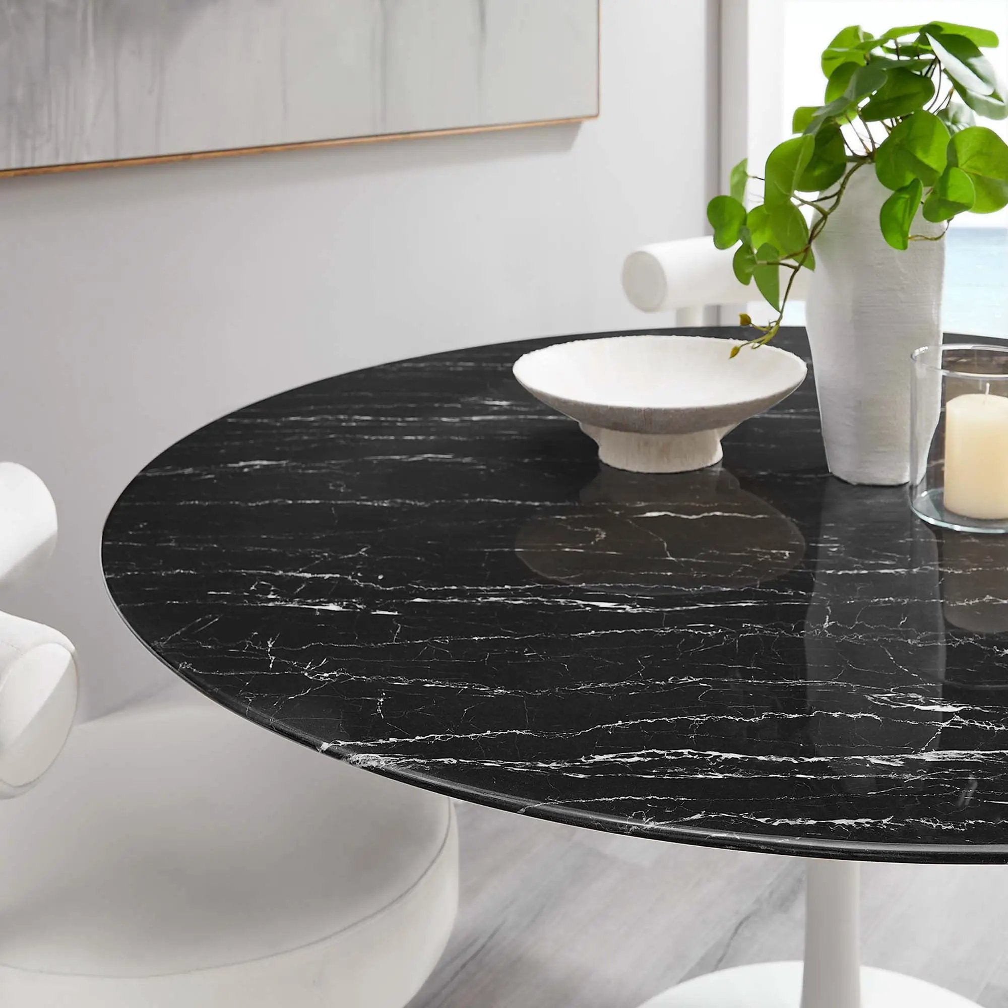 Lippa 60" Round Faux Marble Dining Table by Modway by HouseOfZazla