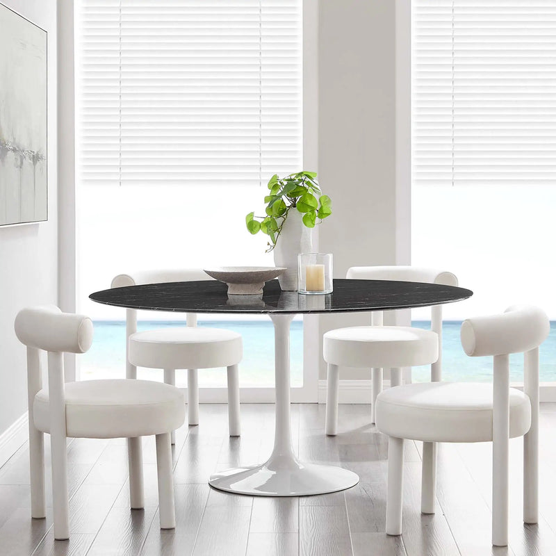 Lippa 60" Round Faux Marble Dining Table by Modway by HouseOfZazla