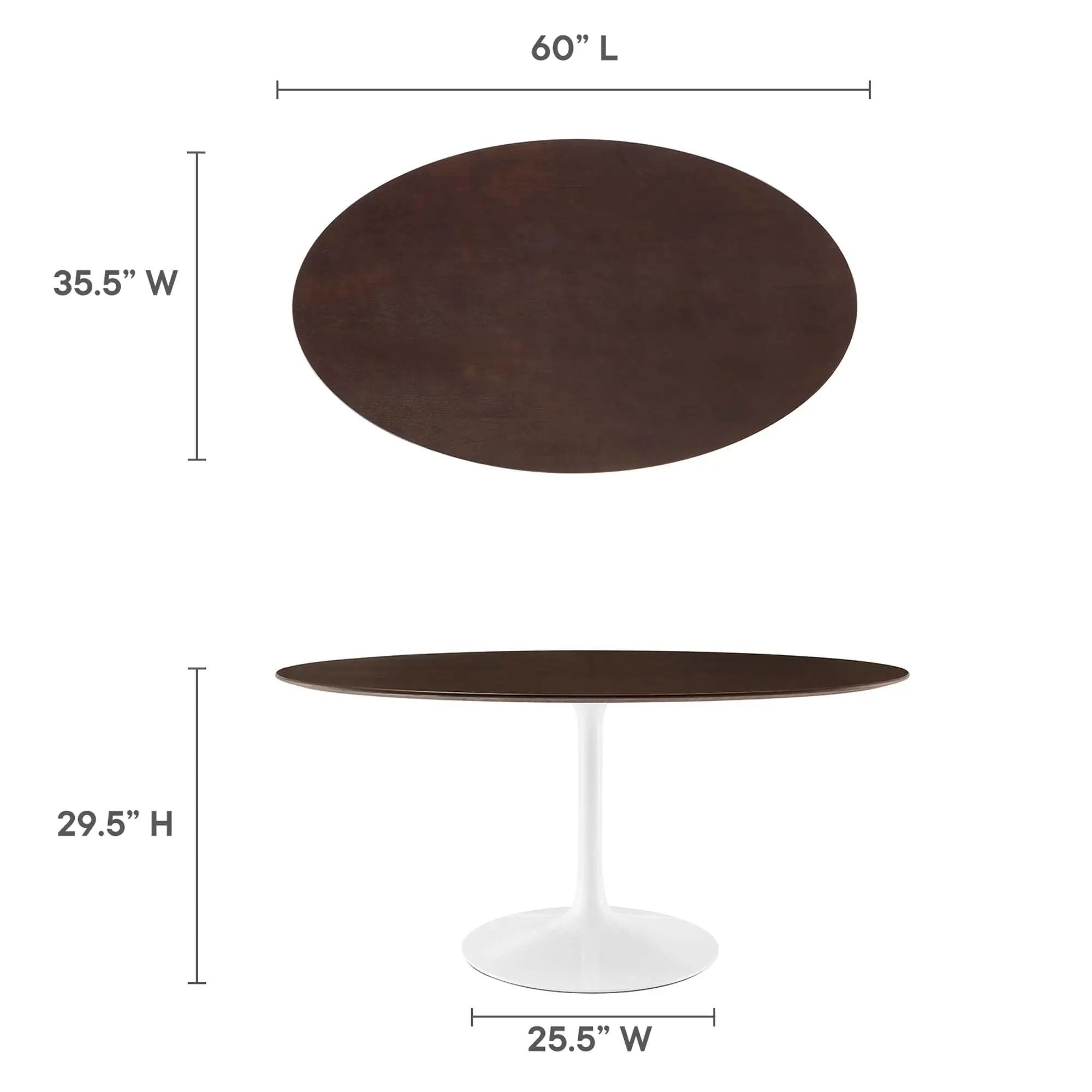 Lippa 60" Oval Cherry Walnut Wood Dining Table by Modway by HouseOfZazla