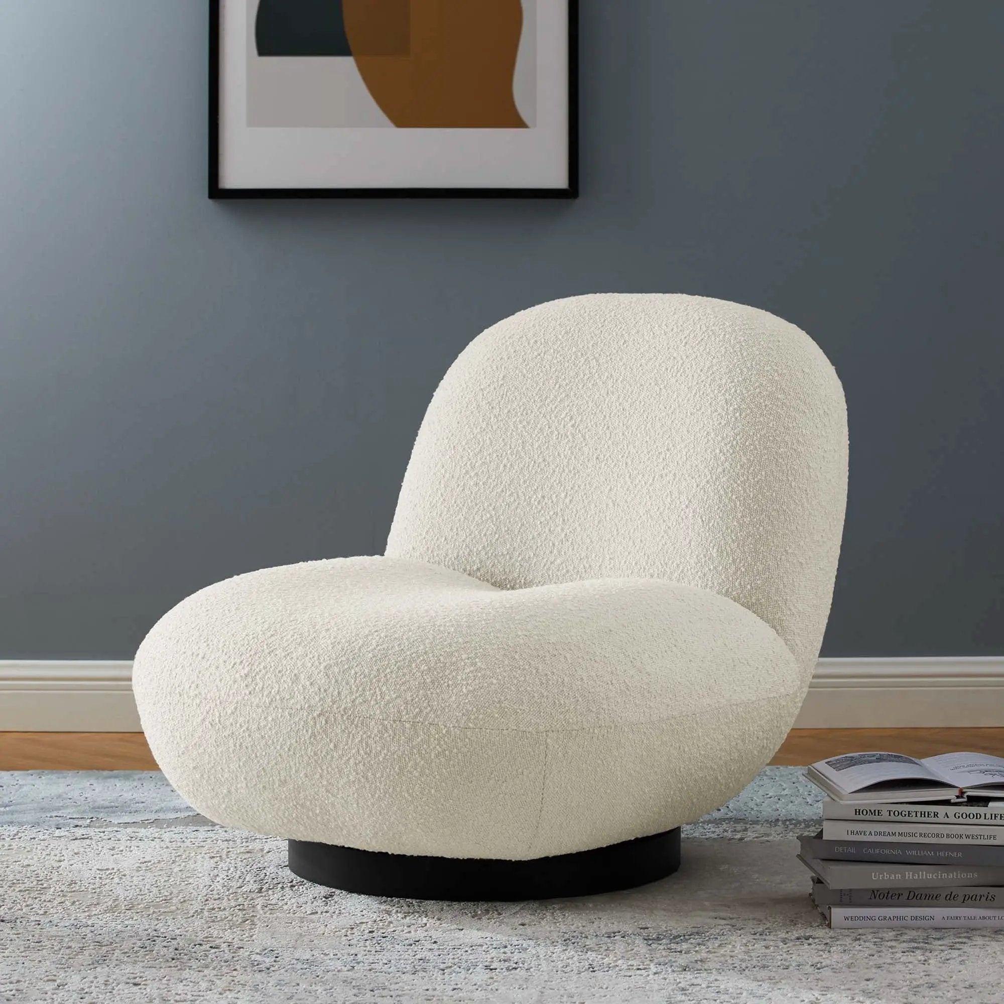 Kindred Boucle Upholstered Fabric Swivel Chair by Modway by HouseOfZazla