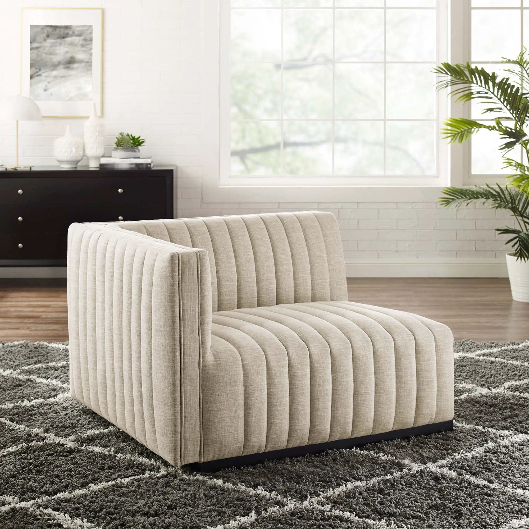 Conjure Channel Tufted Upholstered Fabric Left-Arm Chair by Modway by HouseOfZazla