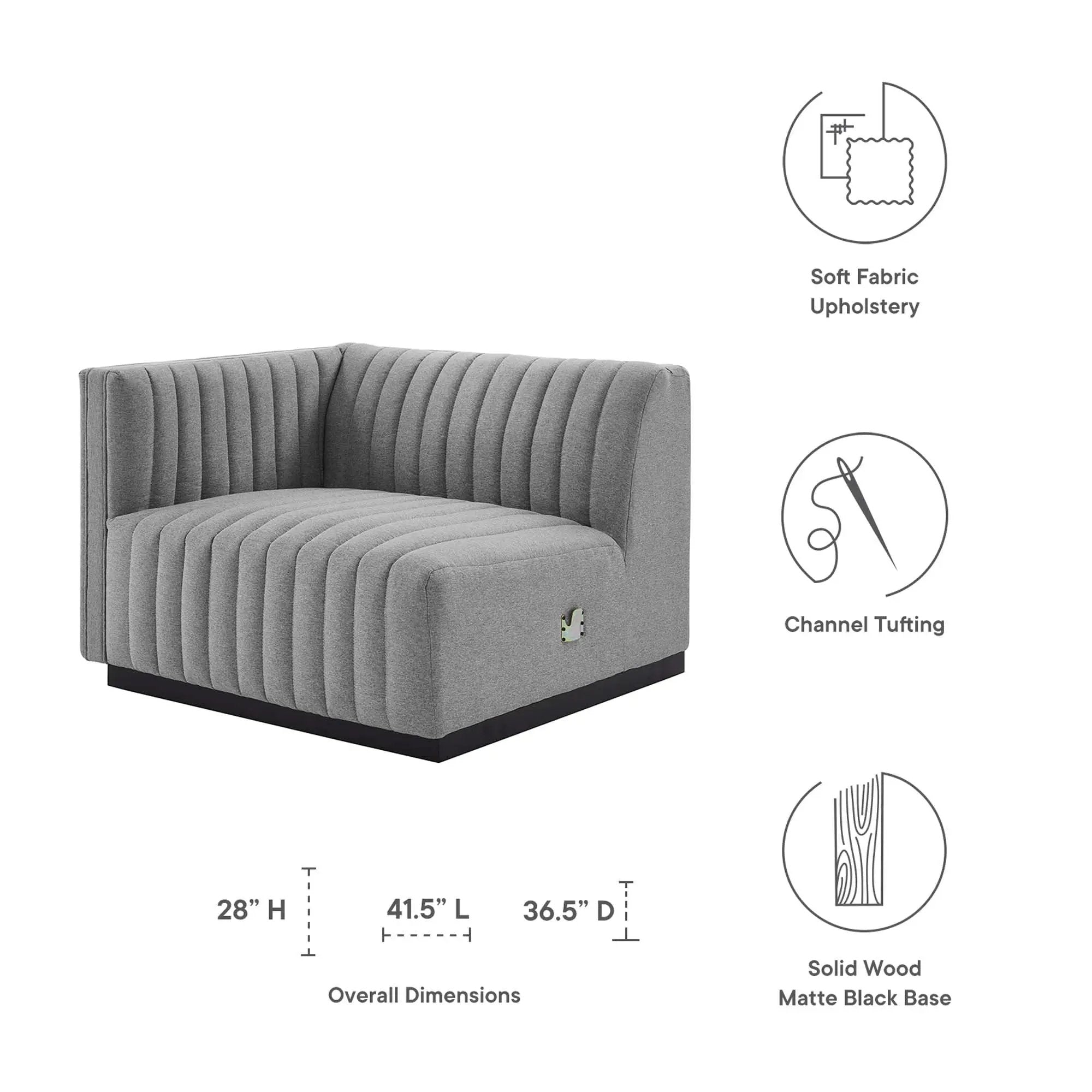 Conjure Channel Tufted Upholstered Fabric Left-Arm Chair by Modway by HouseOfZazla