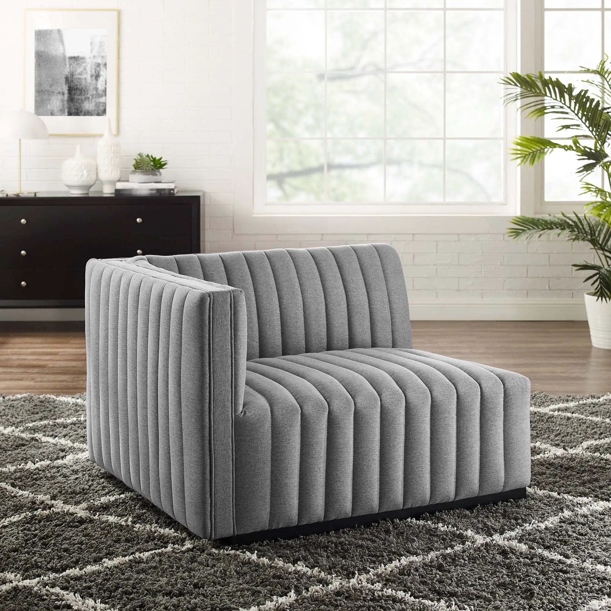 Conjure Channel Tufted Upholstered Fabric Left-Arm Chair by Modway by HouseOfZazla