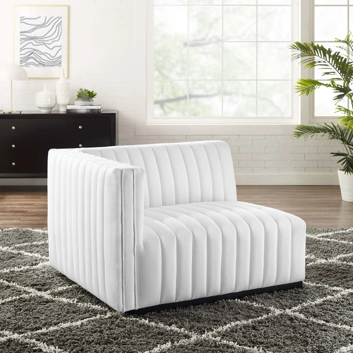 Conjure Channel Tufted Upholstered Fabric Left-Arm Chair by Modway by HouseOfZazla
