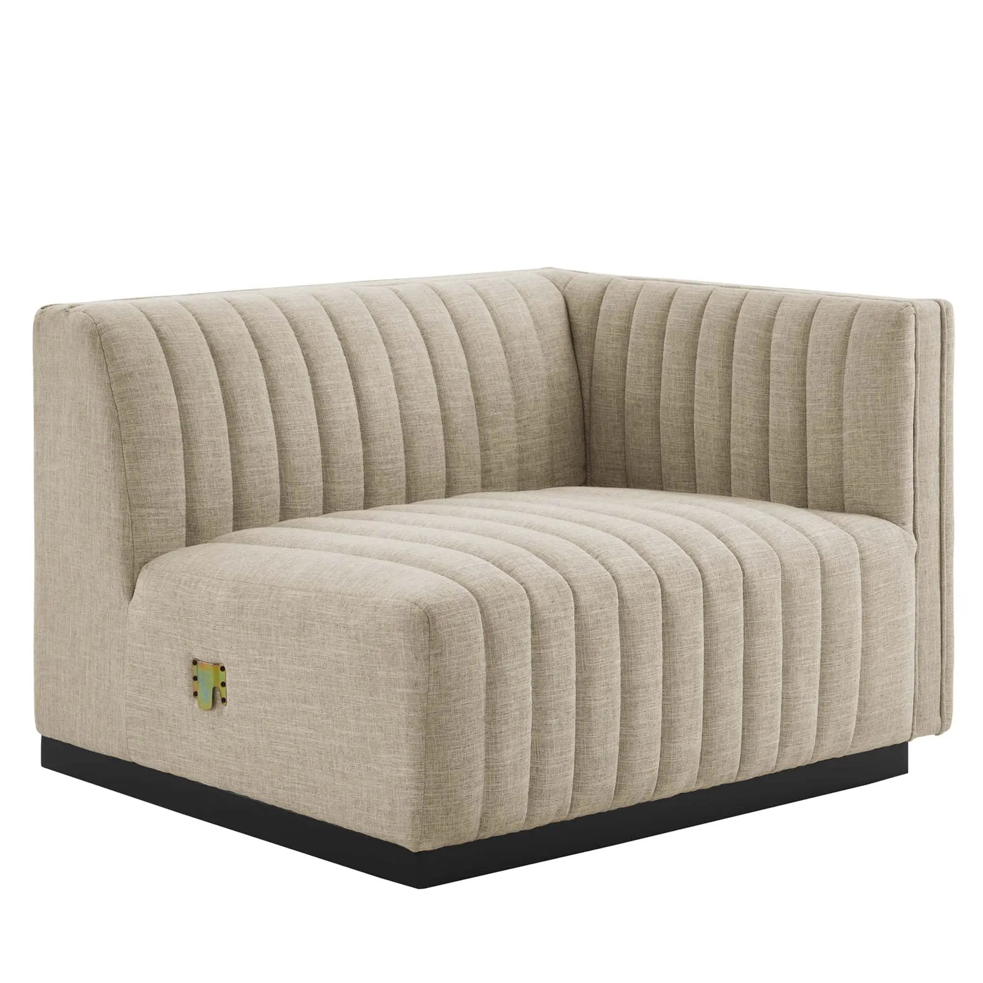 Conjure Channel Tufted Upholstered Fabric Right-Arm Chair by HouseOfZazla