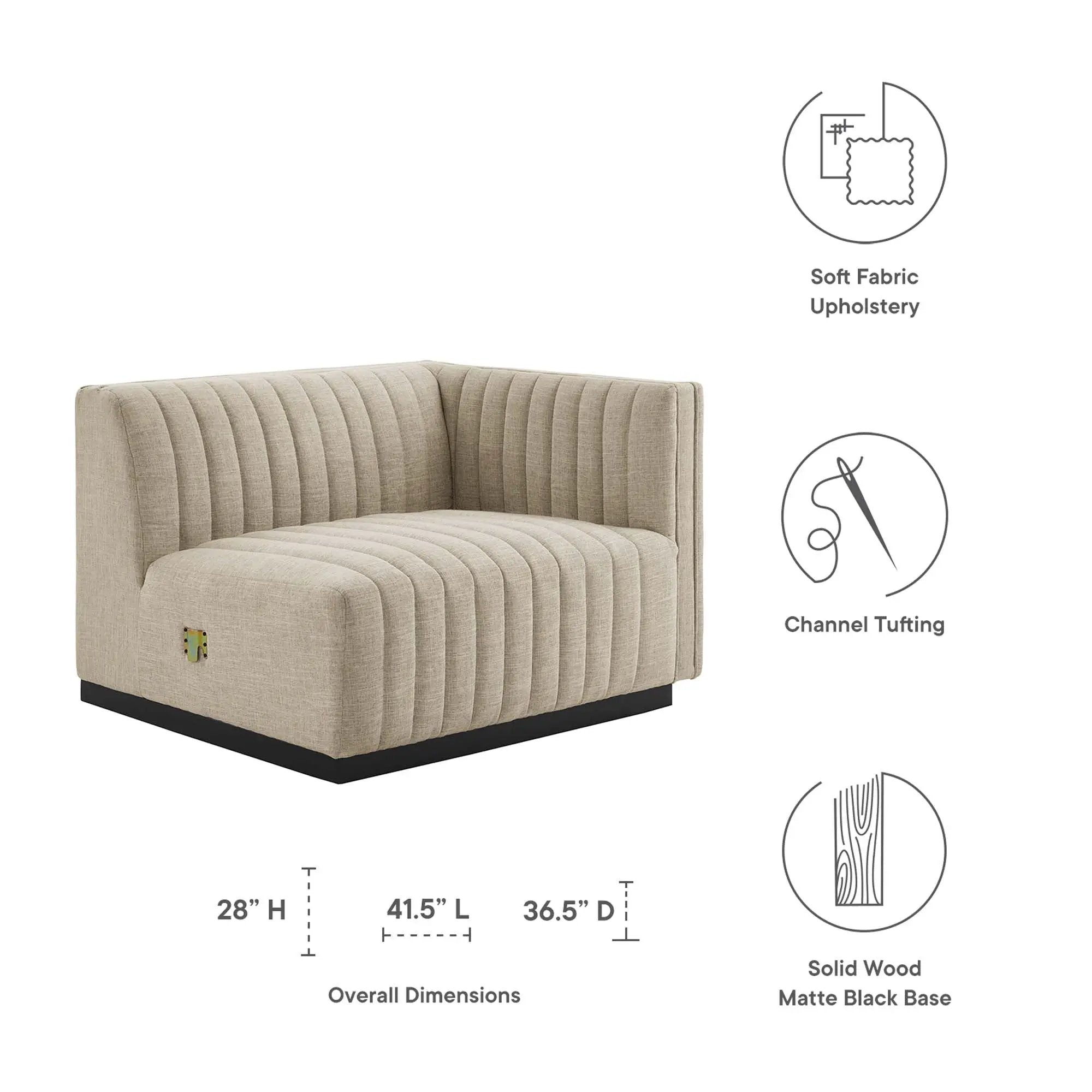 Conjure Channel Tufted Upholstered Fabric Right-Arm Chair by HouseOfZazla