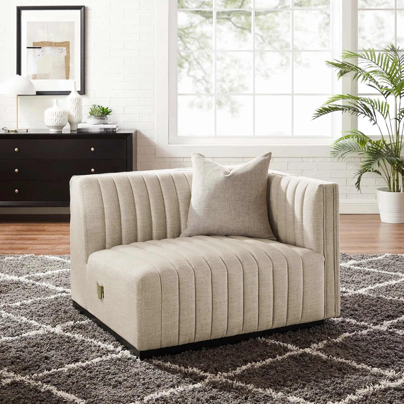 Conjure Channel Tufted Upholstered Fabric Right-Arm Chair by HouseOfZazla