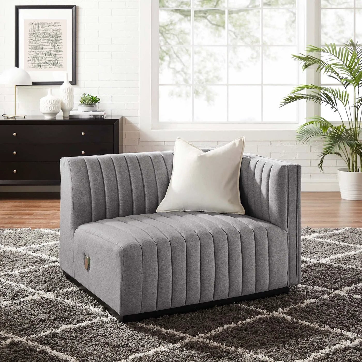 Conjure Channel Tufted Upholstered Fabric Right-Arm Chair by HouseOfZazla