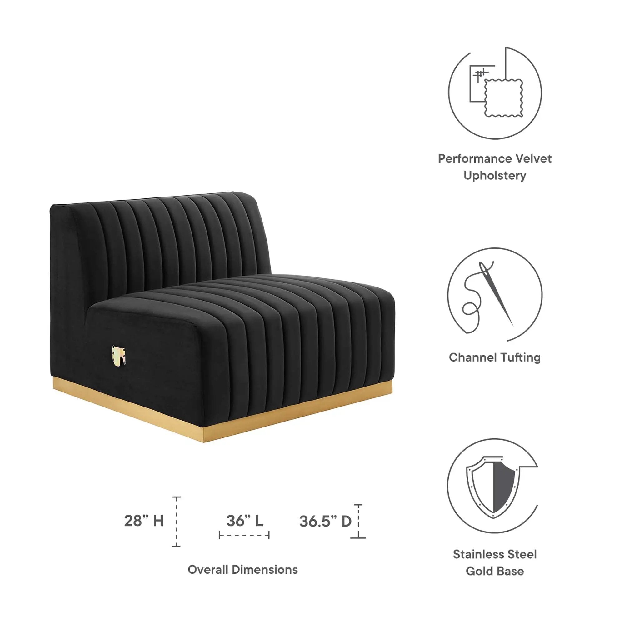 Conjure Channel Tufted Performance Velvet Armless Chair by Modway by HouseOfZazla