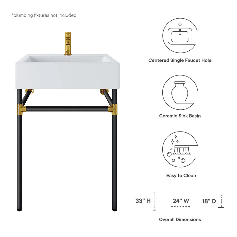 Redeem 24" Wall-Mount Black Stainless Steel Bathroom Vanity by HouseOfZazla